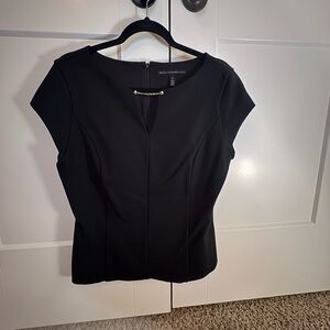 White House Black Market Black Cap Sleeve Blouse